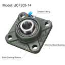 uxcell 2pcs UCF205-14 Pillow Block Bearings 7/8 inch Bore Self Alignment, Solid Cast Iron Base Square Flange Mounted Chrome Steel Bearings