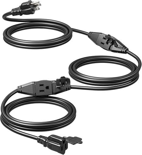 DEWENWILS 25Ft Outdoor Extension Cord Multiple Outlets, Evenly Spaced 3 Outlets Plugs with Safety Cover, 16/3 SJTW Weatherproof Wire for Outdoor String Lights and Holiday Decorations, ETL Listed