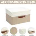8 Pack Decorative Storage Bins Containers Fabric Bins with Lids Storage Baskets Bulk for Shelves Drawers, Desktop, Closet, Playroom, Classroom, Office, Bedroom, (15INx10INx10IN, Beige/White)