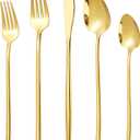 30-Piece Silverware set for 6, Premium 18/10 Stainless Steel Flatware Cutlery Set, Luxury Eating Utensils Set Include Spoons Forks & Knives, Mirror Polished, Dishwasher Safe (Gold)