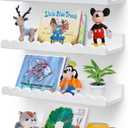 Scalloped Shelves - Set of 4 Pre-Assembled 15.6inch White Floating Nursery Book Shelves, Scalloped Book Shelf - Kids Wall Decor, Nursery Decor, Floating Shelves for Wall