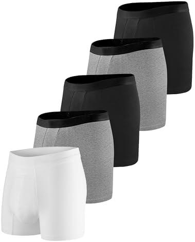 BEENIUBEE Incontinence Underwear for Men 150ML Absorbent Washable Reusable Heavy Flow Bladder Cotton Leak Proof Protective Boxer Briefs 5 Pack (Multicolor02, Large)