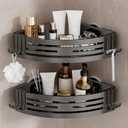 Conworld Corner Shower Caddy Suction Cups, Corner Shower Shelf for Inside Shower, Organizer Suction for Bathrooms Storage, No-Drilling Removable (Aluminum, 2-Pack, Gunmetal Gray)