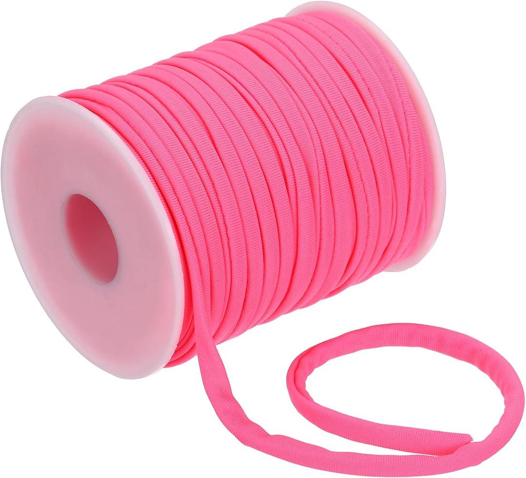 PATIKIL Flat Elastic Nylon Cord, 21.87 Yard 5 mm Stretchy Spandex Cord Fabric Elastic String for Sewing Clothing Hair Ties Drawstring DIY Crafts, Dark Pink