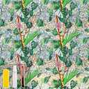 Window Privacy Film with Installation Tools Home Decorative Colored Glass Window Stickers Reusable electrostatic Rainbow Stickers (Frosted Greenery Leaf, 17.5 x 78.7 in)