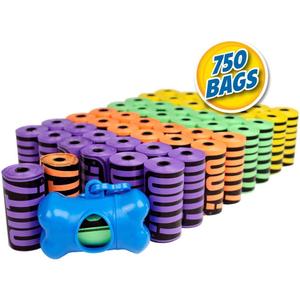 OUT! Dog Waste Bags with Leash Bag Dispenser  Rainbow Colored  Strong, Leak-Proof Poop Bags  Includes Easy Dispensing Box  750 Count