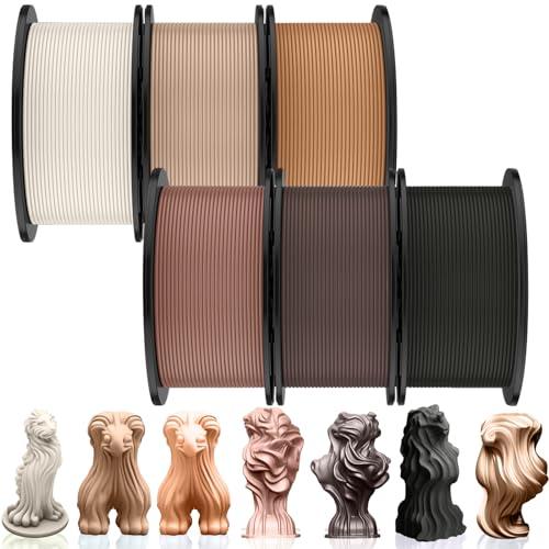 Pangda 3D Printer Filament PLA Bundle 1.75mm Multicolor Matte or Silk Finish, Dimensional Accuracy ±0.02mm, 0.25kg/0.55lb Each Spool for DIY Holiday Projects(1.5 kg,Earth Color)