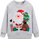 Toddler Boys Christmas Sweatshirts Long Sleeve Pullover Shirts Reindeer Sweaters Xmas Cartoon Tee Sport Tops 1-7T (3T, Santa Claus/Grey)
