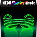 Aquat Glow Flashing Shutter Neon Rave Glasses El Wire LED Sunglasses Light Up DJ Costumes Voice Activated For Party, 80s, EDM RB02 (light green, black frame) 1