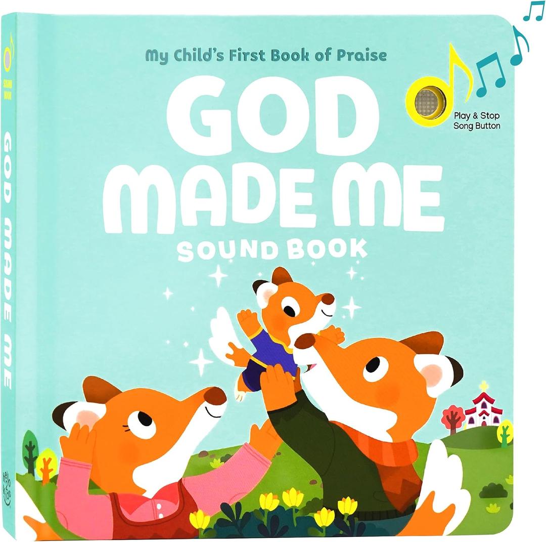 God Made Me Christian Sound Books for Kids - 6 Bible Songs - Baptism, Christening, Dedication Gifts for Boys and Girls - Religious Toys, Music Books for Toddlers 1-3
