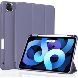 Case for iPad Pro 11 inch 4th/3rd/2nd Generation, Lightweight Slim Auto Sleep/Wake Smart Cover Soft TPU Back Case with Pencil Holder for iPad Pro 11" 2022/2021/2020, Lavender Gray