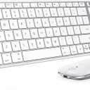 seenda Bluetooth Keyboard and Mouse Combo for Mac, SKM642 Rechargeable Slim Wireless Keyboard Mouse Compact, 3 MultiDevice Connection, Compatible for Mac, MacBook Pro/Air, iPad, White Silver