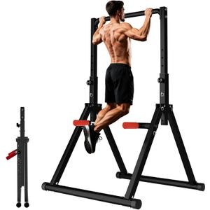 DOBESTS Power Tower Pull Up Bar Free Standing, Adjustable Foldable Pull Up Station, Home Gym Strength Training Equipment 700LBS