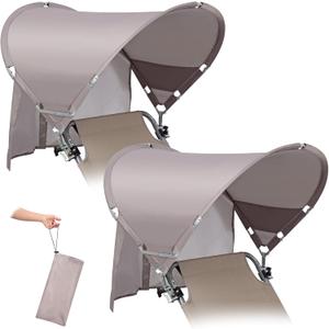 XL Universal Wind-Resistant Chair Umbrella Canopy, Extra Large Foldable UPF 50+ Sun Shade Attachment with Adjustable Clamp, Fits Most Beach, Camping, Lawn, Zero Gravity Chairs, Wheelchairs, 2 Pack