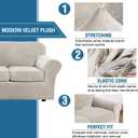 H.VERSAILTEX Velvet 4 Piece High Stretch Sofa Slipcover Cover Furniture Protector Form Fit Luxury Thick Velvet Extra Large Sofa Cover for 3 Cushion Couch Width Up to 105 Inch (XL Sofa, Oatmeal)