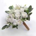 Ivory Bridesmaid Bouquet Set of 6, White Wedding Bouquets for Bridesmaids, 10 Inch Wedding Floral Arrangements Flowers Table Centerpieces Decor Artificial Flower Bouquet for Prom Party