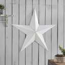 VHC Brands Patriotic Metal Star Distressed 36x36, Independence Day Decor, Decorative Wall Hanging, Rustic Farmhouse Decorations, Bright White, Black