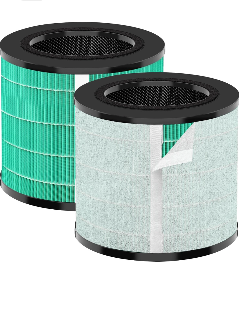 Replacement Filter Compatible with MK08W MK09W Air Purifier, True HEPA H13 4-Stage Filtration Activated Carbon 2-in-1, 2-Pack