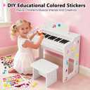 Kids Piano Keyboard, 37 Keys Wooden Digital Piano for Kids with Bench,Song Book, DIY Stickers, Cover, Education Creative Musical Instruments Toy for Boys & Grils Gifts