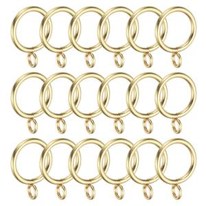 PATIKIL 1 Inch Inner Dia Curtain Rod Rings with Eyelets, 18 Pcs Metal Drapery Ring for Curtain Rods Hoop Pins, Gold Tone