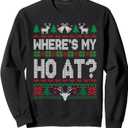 Where My Ho's At Ho Matching Couple Christmas Ugly Sweater Sweatshirt 2XL