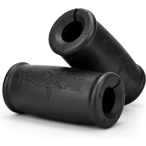 Yes4All Thick Dumbbell Handles Grips, Firm Rubber Barbell Grips, Great for Increasing Forearm Strength, Weightlifting, Muscle Building, Cable Attachments (A. Black)