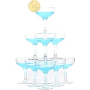 18 Count 5oz Acrylic Martini Glasses for Party Champagne Tower Plastic Champagne Coupe Glasses for Martini, Margarita, Cocktail, Dessert, (Reusable, Dishwasher Safe)
