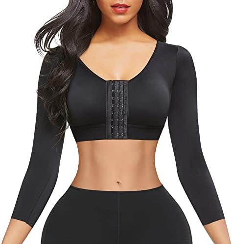 FeelinGirl Arm Shaper for Women Post Surgery Arm Lipo Compression Sleeves Slimming Arm Faja Front Closure Shapewear Bra (Blac, S)