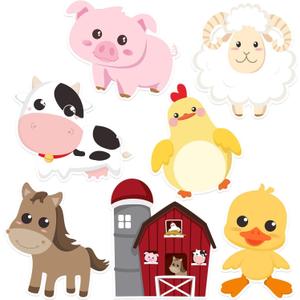 Blulu 35 Pcs Farm Animals Decor Farm Animal Cutouts for Baby Shower, Bulletin Board, Classroom Decor, Kindergarten, Birthday, Party Essentials with 80 Glue Point Dots