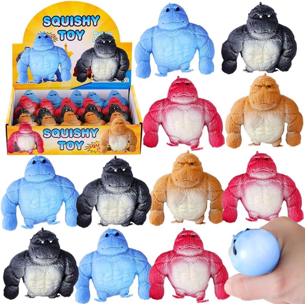 20 Pack Mini Monkey Stress Balls, Squishy Monkey Decompress and Squeeze Stress Toy, Squishy Fidget Toys Gorilla Toy Stress Relief Toy Autism Sensory Toys for Kids Party Favors, Small