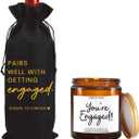 FBCCZEY Engagement Gifts for Couples Her Engagement Party Decorations Gift for Couple Wine Bag Scented Candles Set Pairs Well with Getting Engaged Gifts To Forever Black Wine Bottle Bag