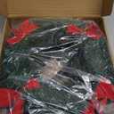 Riceshoot 2 Pack 12V LED Christmas Car Wreath with Red Bow 13 Inch Artificial Lighted up Wreath for Car Front Grill Plug in Lighting for Xmas Hanging Decoration (Yellow Light Classic)