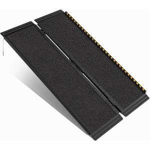 FACHNUO 4FT Wheelchair Ramp for Threshold 4-12 inches, Safe Use at Night Portable Threshold Ramps for Doorways, 800LBS Capacity, Non-Slip Durable Aluminum Alloy Folding Handicap Ramp for Home Steps