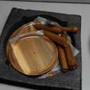 BURMAN Cupcake Stand Dessert Table Display Set – 2 in 1 Adjustable Height Rustic Natural Acacia Cupcake Holder Round Wood Tray – Three Tiered Serving Stand with Rotating Wheels, Anti Slip Stickers