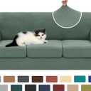 XINEAGE New 4 Pieces Couch Covers for 3 Cushion Couch Super Stretch Thick Soft Sofa Cover Anti Slip Sofa Slipcover Dogs Cats Furniture Protector (Pea Green, 71"-91")