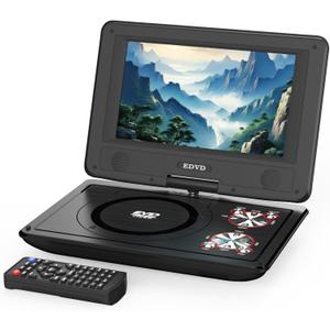 11.5" Portable DVD Player with 9.5" Swivel Screen, 5-Hours Rechargeable Battery,Car DVD Player for Kids,Support CD/DVD/SD Card/USB,Regions Free,Dual Speakers,Black