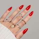 30Pcs Almond Press On Nails - Supremely Fit & Natural Soft Gel Almond Nails,15 Sizes, Reusable Fake Nails Kit with Gift Box for Women (Warm Red)