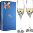 Champagne Flutes -His and Hers,Wedding Toasting Glasses for Engagement Celebrations, Bridal Shower and Registry Idea, Tall Wine Glasses for Bride and Groom Gifts,7oz (Silver&white)