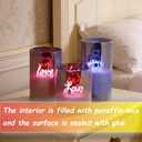 Black Glass Flameless Pillar Candles,LED Fake Candles Battery Operated Set of 3(Love and Eye)