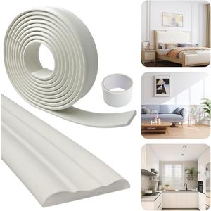 1 PCS Peel and Stick Wall Molding 16.4 Ft x 2.4" Chair Rail Moulding for Walls Adhesive Flexible Molding Trim for Home Decoration and Wall Protection