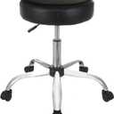 Amazon Basics Drafting Spa Bar Stool with Wheels, Height Adjustable Swivel, Black, 22.05" D x 22.83" W x 19.88" H