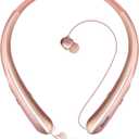 Neckband Bluetooth Headphones, Bluetooth 5.4 Wireless Headphone with Retractable Earbud,CVC8.0 Noise Cancelling, 16Hrs Playtime, Around The Neck Headphones Stereo Headset for Music, Conference, Videos (RoseGold)