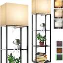 RUNTOP Plus Floor Lamp with Shelves, Shelf Lamp with 15W LED Bulb, 3 Colors, Memory Function, Wide Display Shelf for Collectibles Storge, Floor Lamps for Living Room, Standing Lamp for Bedroom