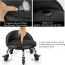Rolling Stool with Backrest Low Height Rolling Stool with PU Leather, Roller Stool Chair, Roller Seats for Home, Office, Garage, Shop, Library (3.2" h Casters)