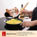 E-far Cooking Utensils Set of 6, Silicone Kitchen Utensils with Wooden Handle, Non-stick Cookware Friendly & Heat Resistant, Includes Spatula/Ladle/Slotted Turner/Serving Spoon/Spaghetti Server(Black)