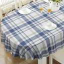 Oval Tablecloth, Waterproof Oval Plaid Table Cloth 60x84 Inch Machine Washable Fabric Table Cover for Kithchen Dining Decor (Light Blue)