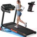 Renestar Treadmill for Home, Foldable Treadmills with 0%-15% Auto Incline, 3.0HP Brushless, 300 LBS Capacity, LED Display, Pulse Monitor, Bluetooth Speaker