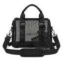 Black Mini Mesh Duffle Bag w/ Coin Purse, Adjustable Strap & Handles Travel | Mesh duffel with adjustable shoulder strap, top handles, and attached coin purse. ideal for gym, travel, and daily use