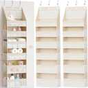 Criusia 2 Pack Over the Door Organizer, 6-Shelf Closet Hanging Storage with 13 Mesh Pockets, 55lbs Capacity Behind the Door Storage for Baby Nursery, Bathroom, Bedroom, and Dorm, Beige