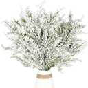 6 PCS Frosted Artificial Pine Branches 17.7" Winter Snowy Christams Greenery Cedar Stems Fake Pine Leaves Twigs Evergreen Picks for Xmas Tree Filler Decorations Home Garden Vase DIY Garland Crafts (6)